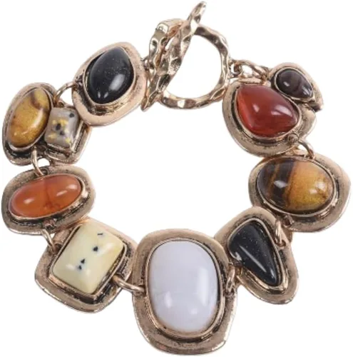DATOA Pulsera de piedra colorida grande vintage Pulsera geométrica simple de eslabones OT-Clasp Joyería de estilo étnico