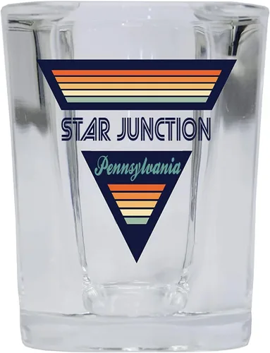 Miniatura 2 de Star Junction Pennsylvania - Vaso de chupito de licor de base cuadrada de 2 onzas, diseño retro, paquete de 4