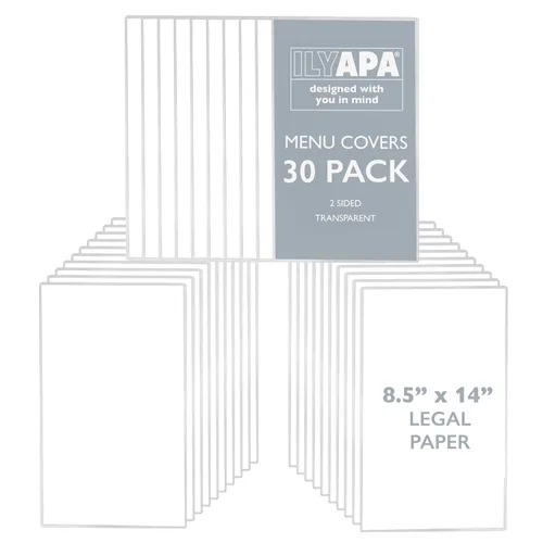 Miniatura 12 de Ilyapa Paquete de 30 fundas de menú de 4.25 x 11 pulgadas, una sola página, 2 vistas, cubiertas de menú de restaurante, fundas de plástico
