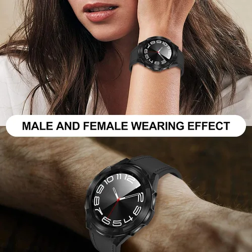 Miniatura 7 de Suoman Funda 3 en 1 para Samsung Galaxy Watch 6 Classic de 1.850 in, protector de pantalla de vidrio templado HD, cubierta protectora completa