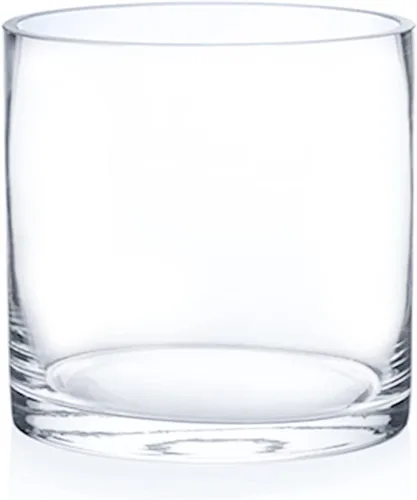 Enova Floral Jarrón cilíndrico de vidrio transparente de 6 x 6 pulgadas, florero redondo para velas flotantes de huracán, pequeño jarrón de vidrio