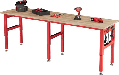 Miniatura 14 de SPECRAFT Banco de trabajo ajustable de 2 niveles de 48 x 20 pulgadas con 4 salidas de CA y 2 puertos USB, banco de trabajo resistente de capacidad