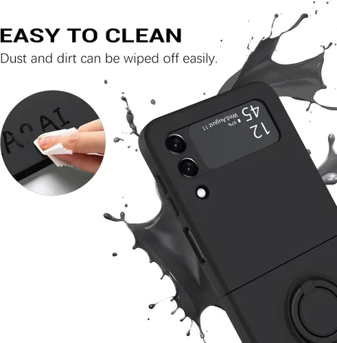Miniatura 5 de GaoBao Funda protectora para Samsung Galaxy Z Flip 3 5G, Galaxy Z Flip 3 5G de 6.7 pulgadas, silicona líquida de gel suave, a prueba de golpes, Negro