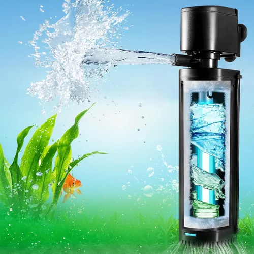 Miniatura 12 de coospider-repta Filtro de Acuario de 200 GPH, U-V para Acuario para Tanque de 20-75 Galones, Filtro de Bomba Sumergible para Agua Verde y Limpieza