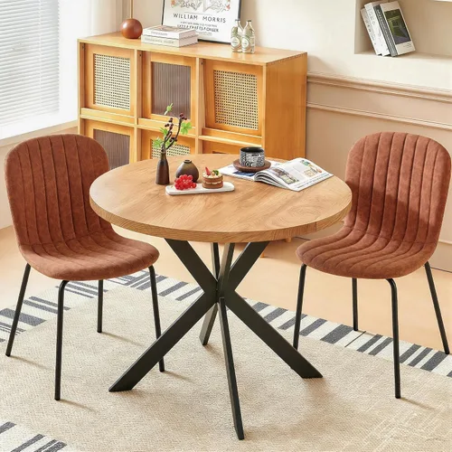 Miniatura 2 de Juego de Mesa de Comedor Redonda de 37 Pulgadas para 4, Moderno Juego de Café de Cocina de Círculo Pequeño para Apartamento, Sala de Estar, Oficina