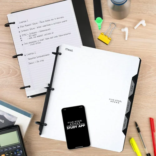Miniatura 8 de Five Star Flex - Cuaderno recargable + aplicación de estudio, papel rayado universitario y carpeta de anillos TechLock de 1 pulgada con bolsillos
