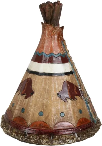 Miniatura 3 de Ebros Gift Cabaña de tipi indígena tribal occidental rústica con diseño de bisonte de carga, moneda de ahorro, hucha decorativa