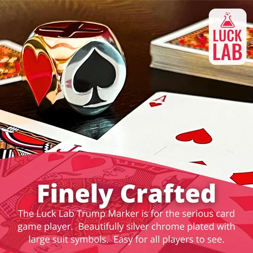 Miniatura 4 de Luck Lab Premium Euchre Trump Marcador, color plateado Euchre, Pinochle & Bridge Indicator, Large Suit Symbols, Heavy Metal Construction, Velvet