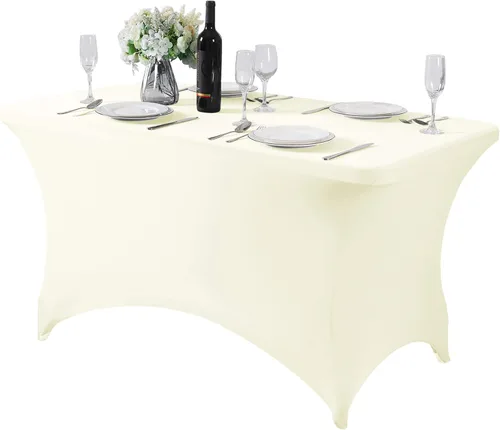 Miniatura 74 de Mantel de elastano para mesas de 4, 6 u 8 pies, mantel elástico universal ajustable para fiestas, banquetes, bodas y eventos - Verde manzana