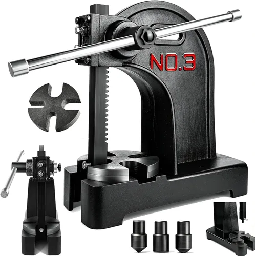 Miniatura 10 de 2 Ton Arbor Press, Heavy-Duty Manual Desktop Press, 8.5in Work Height, Hand Wheel Arbor Press with Reversible Ram & Removable Anvil, Cast Iron