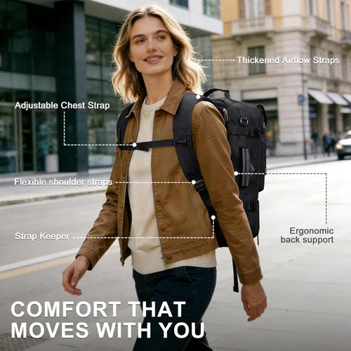 Miniatura 5 de PIJUSHI Mochila de viaje de mano para mujeres y hombres, bolsa de lona convertible, mochila de equipaje grande, para laptop de 16 pulgadas