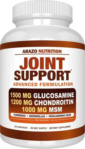 Arazo Nutrition Glucosamina Condroitina Cúrcuma Msm Boswellia - Suplemento de apoyo articular para aliviar 120 cápsulas para huesos, espalda,