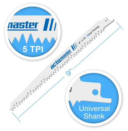 Miniatura 2 de Hojas de sierra recíproca de madera de 9 pulgadas 5Tpi, paquete de 5