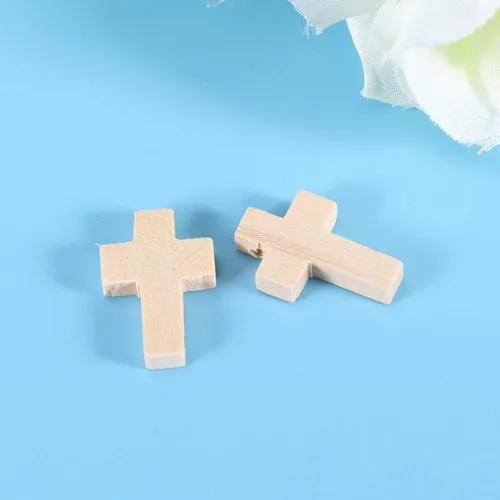 Miniatura 5 de 100 piezas de artesanía de cruz de madera DIY mini dijes de cruz sosteniendo la cruz para regalos de fiesta religiosa domingo fabricación de joyas