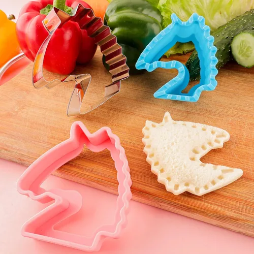 Miniatura 7 de Cortador de sándwiches y sellador para niños, 4 piezas, desoxidante de pan grande, sándwiches para hacer galletas de frutas y verduras, cortador