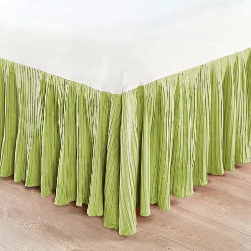 Miniatura 7 de Home Soft Things Falda de cama plisada de microfibra, diseño elegante envolvente de microfibra sólida con caída de 18 pulgadas, ropa de cama