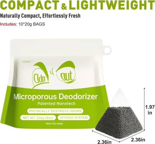 Miniatura 2 de Paquete de 10 absorbentes de olores de carbón activado, bolsas purificadoras de aire natural, desodorante para refrigerador, eliminador de olores