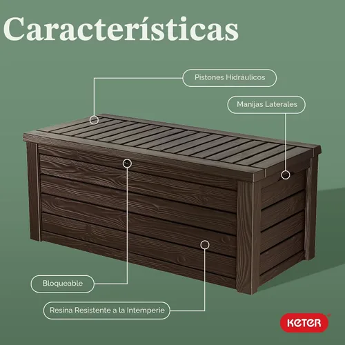 Miniatura 3 de Contenedor de plástico para almacenar Keter Westwood muebles de jardín o patio150 gal, color marrón.