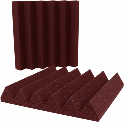 Miniatura 6 de Foam Factory Inc Paquete de 24 Paneles de Espuma Acústica de Color para Estudio Insonorización Cuñas Azulejos de Pared 12" X 12" X 2" (Borgoña)