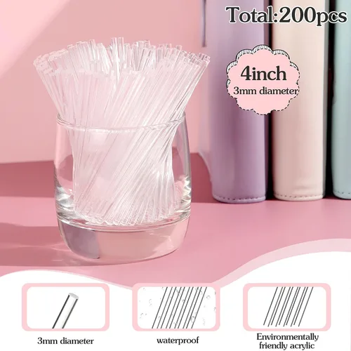 Miniatura 2 de Zopeal 200 palitos de piruleta acrílicos transparentes para decoración de tartas, dulces, cupcakes, palitos para boda, chocolate, galletas, postres