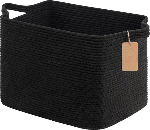 Miniatura 25 de Goodpick Cesta de Almacenamiento Negra para Estantes, Cestas Tejidas para Almacenamiento, Cestas de Almacenamiento de Juguetes para Niños, Cesta