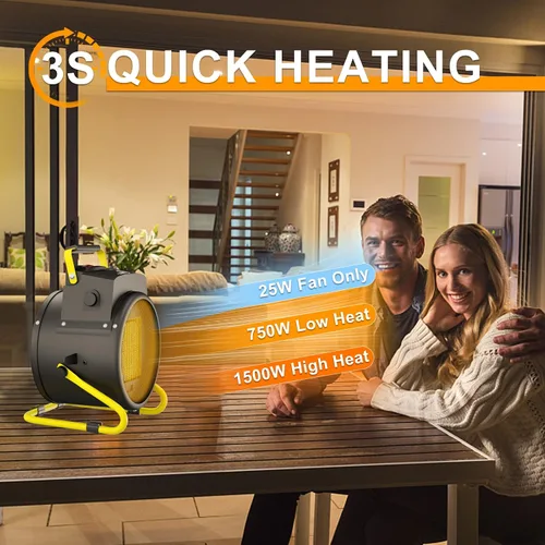 Miniatura 2 de Calentador para exteriores, calentadores eléctricos portátiles de 1500 W para patio con calentamiento rápido 3S y protección contra