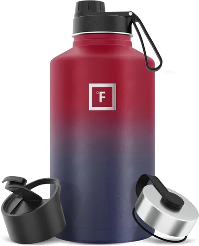 Miniatura 107 de IRON °FLASK Frasco de hidratación para acampar y senderismo con pajilla, botella de agua deportiva de acero inoxidable con aislamiento de boca Dark