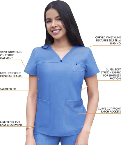 Miniatura 3 de Adar Pro - Conjunto de ropa quirúrgica con mejora de movimiento para mujer, blusa médica con cuello en V y pantalón médico deportivo y para yoga