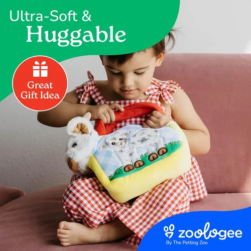 Miniatura 6 de The Petting Zoo Juego de peluche y bolso de cabra, regalos para niños, juguete de animales de vida silvestre, juguete de peluche de cabra blanca