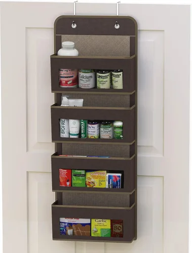 Miniatura 3 de Simple Houseware Organizador con 4 bolsillos con ventana transparente para colgar sobre la puerta del armario, para dormitorio, baño, despensa
