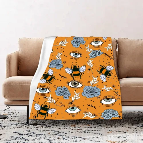Miniatura 2 de Manta de otoño de flores y ojos de abeja, regalo para sábana ligera y cómoda, manta de franela súper suave, decoración perfecta para el hogar