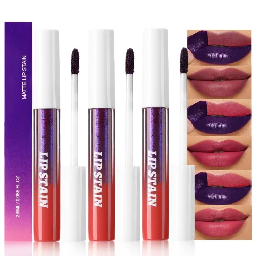 Miniatura 13 de evpct Tintas de labios que se despegan de color rojo mauve profundo con pinza, lápiz labial líquido mate de larga duración, resistente al agua