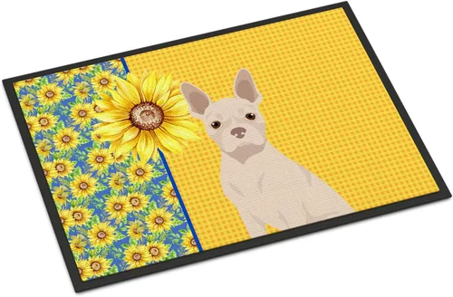 Miniatura 389 de Caroline's Treasures WDK5313MAT Airedale Terrier - Tapete para puerta delantera de 18 x 27 pulgadas, diseño de girasoles de verano, para entrada