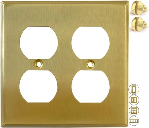 Miniatura 34 de Rio Salto BRASS - Placa de pared moderna de metal dorado para interruptor de luz o cubierta de enchufe, placa de pared para receptáculo individual