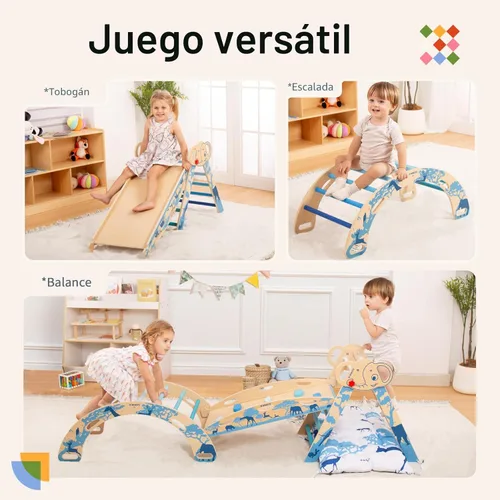 Miniatura 4 de wingyz Juego de triángulos Pikler 8 en 1, plegable, juguetes de escalada para bebés con cojín, arco, rampa y escalera Montessori - Escalador