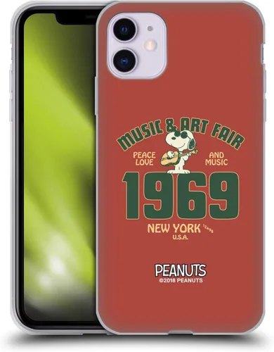 Miniatura 89 de Head Case Designs Funda de gel Woodstock 50th con licencia oficial de Peanuts Snoopy Guitar 1969 [protección de grado militar] compatible con Apple