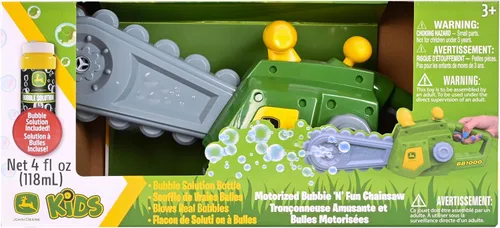 Miniatura 5 de John Deere Juguete motorizado de motosierra de burbujas para niños, herramienta de juego de simulación de soplado de burbujas, máquina de burbujas