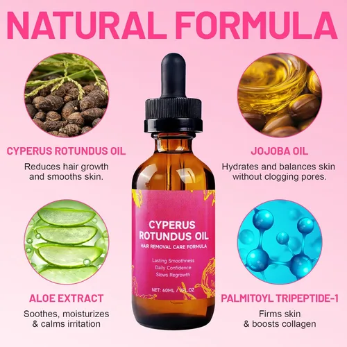 Miniatura 2 de Aceite Cyperus Rotundus, aceite natural de Cyperus Rotundus para depilación, aceite corporal hidratante y calmante, reduce el crecimiento no deseado