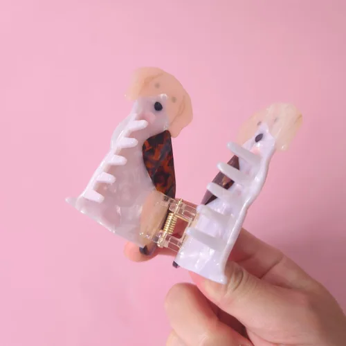 Miniatura 3 de Pinzas para el pelo de Beagle, pequeñas pinzas de garra para niñas, pinzas de acetato para mujeres (S15)