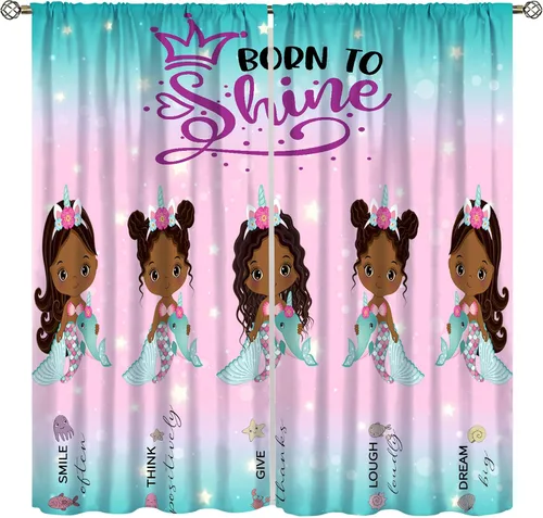 Miniatura 17 de YCness Cortinas afroamericanas para niños, tratamientos de ventana de niña negra afro para dormitorio, lindas cortinas de bailarina bailarina rosa