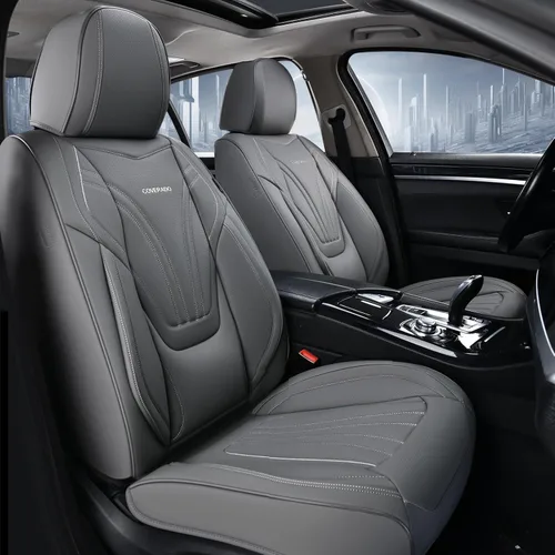 Miniatura 9 de Coverado Fundas para Asientos de Coche, Protector de Asiento con Soporte Lumbar y Reposacabezas Removible, Cojín de Asiento de Piel Transpirable