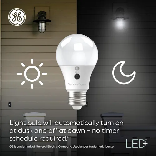Miniatura 4 de GE LED+ CA11 - Bombillas LED para exteriores del atardecer al amanecer, luces de seguridad automáticas encendido/apagado, luz del día, base Luz
