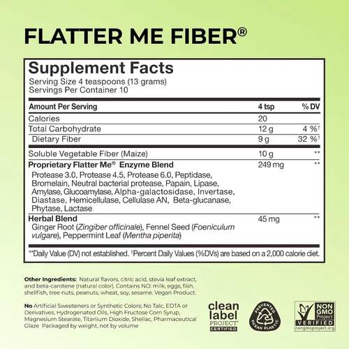 Miniatura 3 de Flatter Me Fiber GLP-1 Booster – Suplemento de fibra para mujeres y hombres, prebióticos y enzimas para soporte de peso, reducir la hinchazón