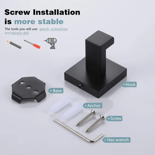 Miniatura 8 de KOKOSIRI Toallero individual de 32 pulgadas, soporte para toallas de baño, gancho cuadrado para bata de baño, gancho para abrigo, montado