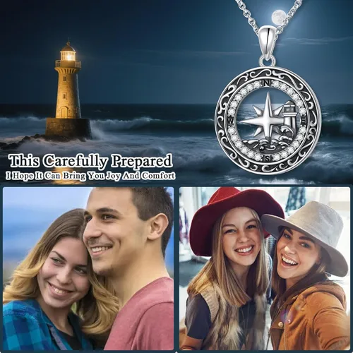 Miniatura 23 de Alphm Collar con colgante vikingo de plata esterlina S925 para hombres y mujeres, joyería de viaje para graduación, amistad, talismán, joyería