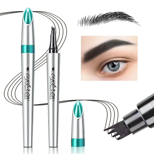 Lápiz de cejas Microblading Pen Micro 4 Point Brow Pen Lift & Snatch Maquillaje de cejas de larga duración Impermeable y a prueba de manchas Cabello