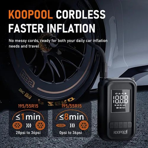 Miniatura 2 de Inflador de neumáticos portátil, compresor de aire portátil, bomba de aire portátil de 150 PSI para automóvil, bicicleta, motocicleta, pelota, bomba