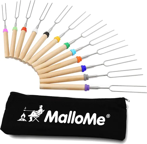 Miniatura 13 de MalloMe Smores Sticks para hoguera larga – Kit de palos para asar malvaviscos – Pinchos Smore Pinchos Hot Dog Tenedor Camphoguera Equipo de Cocina