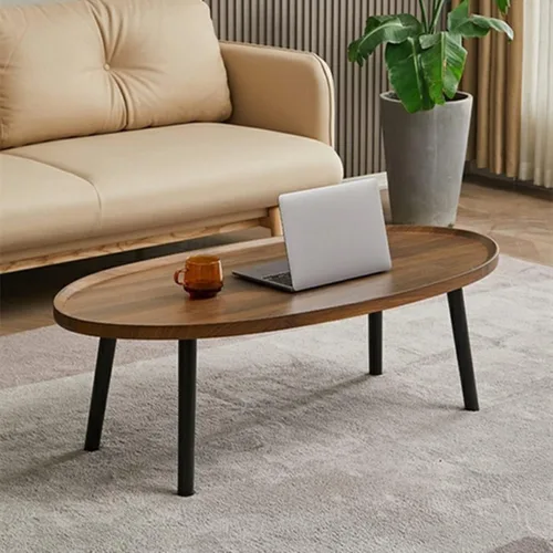 Miniatura 2 de Mesa de centro de madera rústica, mesa de centro ovalada de nogal, mesa de centro moderna para sofá, mesas auxiliares para sala de estar, hogar