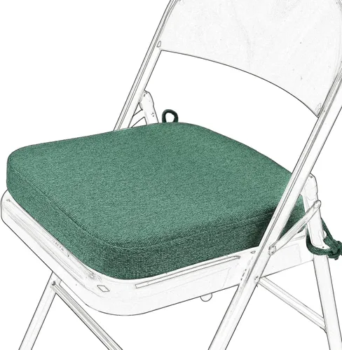 Miniatura 35 de SINOSSO Cojín de espuma viscoelástica para silla plegable, 1 unidad, almohadilla cuadrada gruesa de 2 pulgadas para silla de cocina con lazos, cojín